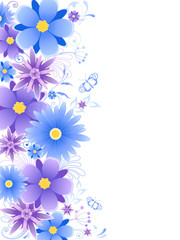 Poster - floral background with blue flowers