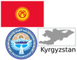 Kyrgyzstan flag national emblem map