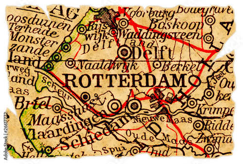Obraz na płótnie canvas dwuczęściowy "dyptyk" Rotterdam stara mapa