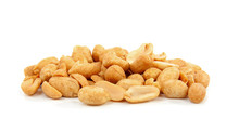 Salted Peanuts Over White Background