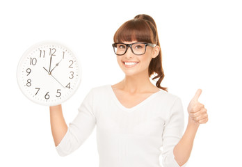 Poster - woman holding big clock