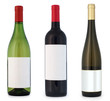 Different shape wine bottles.