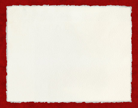 Fototapete - Deckled Paper on Red