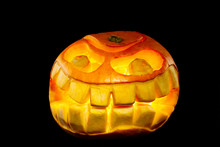 Studio Shot Of Orange Smiling Pumpkin