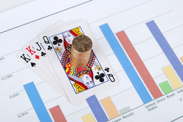 Wall Mural - Coins,poker with trend graph