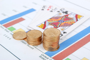 Wall Mural - Coins,poker with trend graph