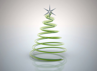 Wall Mural - Green plastic spiral christmas tree illustration