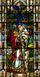 Nineteenth century church stained glass window Jesus shepherd