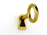 Fototapeta Perspektywa 3d - Gold key over white