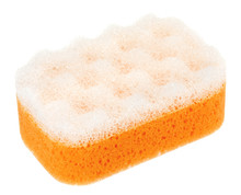 Orange Oval Bath Sponge Isolated On White