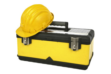 Professional toolbox with hardhat.