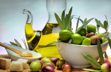 olive oil and olives