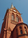 Fototapeta Paryż - Church tower from red bricks