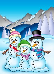 Sticker - Winter theme with snowman family