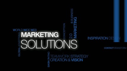 Wall Mural - marketing solutions tag cloud text animation