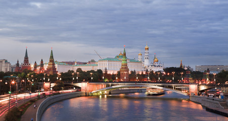 Wall Mural - View of Moscow river and Kremlin embankment at the night