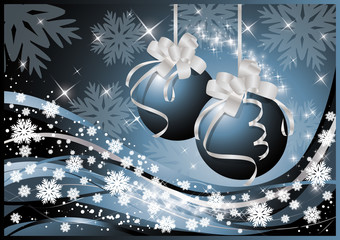 Wall Mural - Winter background with Christmas balls, vector