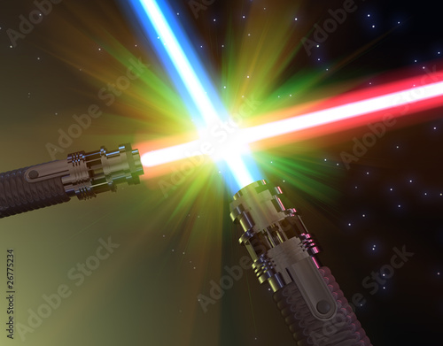 Naklejka - mata magnetyczna na lodówkę Battle with light sabers