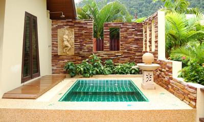 Wall Mural - Outdoor jacuzzi at the luxury villa, Koh Chang, Thailand