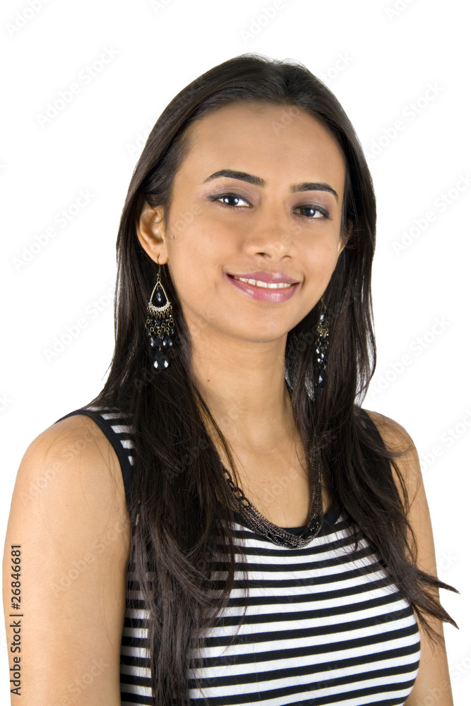young indian girl Young Indian girl isolated on a white background. の Stock フォト | Adobe Stock