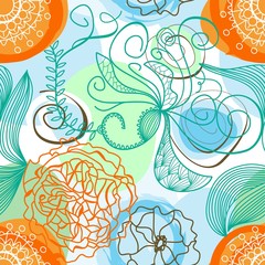 Poster - Funky floral background (seamless)