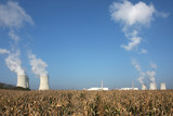 Fototapeta  - view of nuclear power plant over the horizon