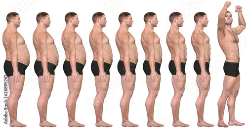 Fotografie, Obraz Fat to Fit Before After 3D Man Weight Loss Success