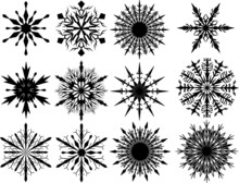 Twelve Black Snowflakes