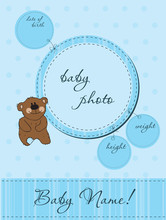 Blue Baby Announcement Card With Frame