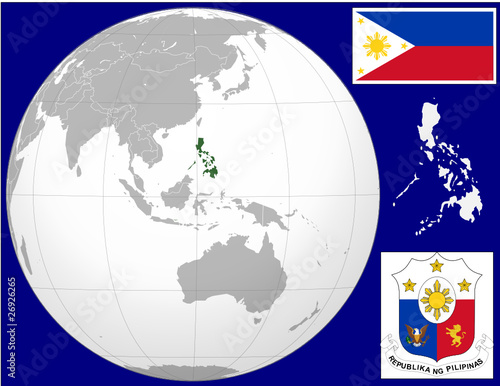 Philippines Globe Map Locator World Flag Coat Stock Vector Adobe Stock Philippines Globe Map Locator World Flag Coat Stock Vector Adobe Stock