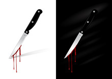 Kitchen Knife With Blood - Vector Illustration