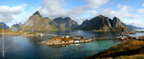 Board z aluminiowym obramowaniem Lofoten panorama sakrisoy 2010