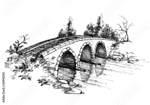 Dekoracja na wymiar  szkic-kamienny-most-nad-rzeka