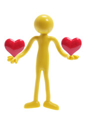 Wall Mural - Rubber Figure Holding Love Hearts