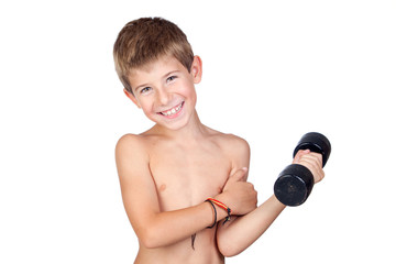 Poster - Thin boy showing his muscles