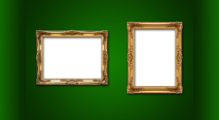 Wall Mural - Empty picture frames in a green room