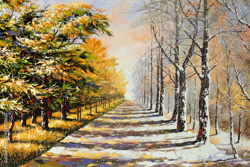 Fotomural Allegory on theme winter-autumn