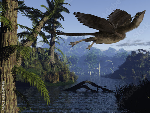 Fototapeta na wymiar Archaeopteryx - 3D Dinosaurier