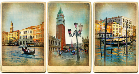 Canvas Print - beautiful romantic Venice- retro cards