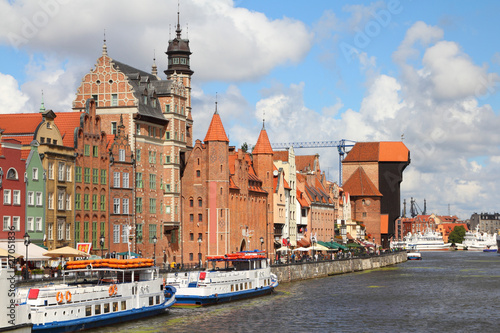 Obraz na płótnie canvas trzyczęściowy "tryptyk" Gdańsk - stare miasto