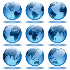 the earth - set of nine globes