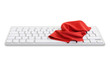 Computertastatur mit roten Putztuch