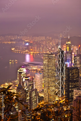 Tapeta ścienna Hongkong widok od szczytu Wiktorii