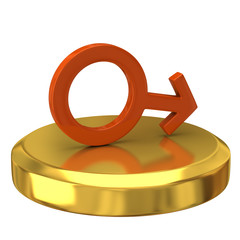 Man symbol on gold podium