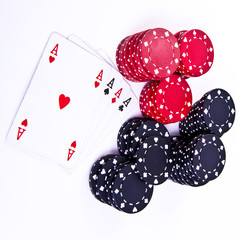 playing cards and poker chips