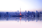 Fototapeta Tęcza - Tokyo tower reflection.