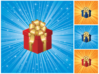 Poster - Gift box on blue background