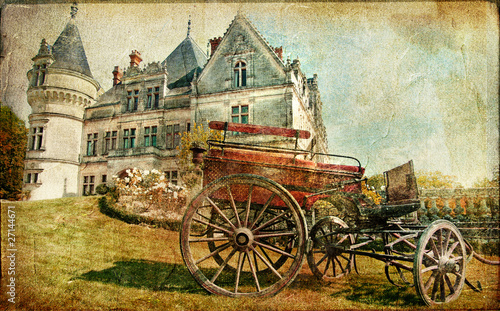 Obraz na płótnie canvas dwuczęściowy "dyptyk" Zamki Francji - serie artystyczne