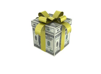 Wall Mural - Gift box mad of 100 dollar bills