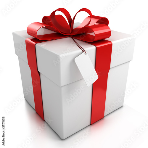 Fotografía gift box over white background 3d illustration